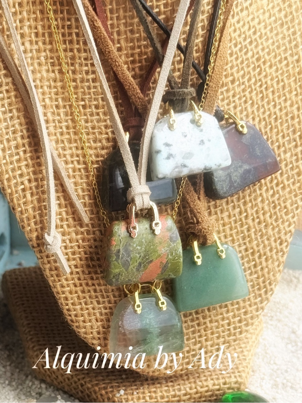 BOHO SUEDE GALORE Natural Stone Pendant Necklace